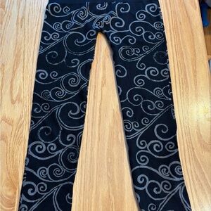 Women’s M Rena Pull On Tummy Tuck High Waisted One Size Leggings Black Swirl